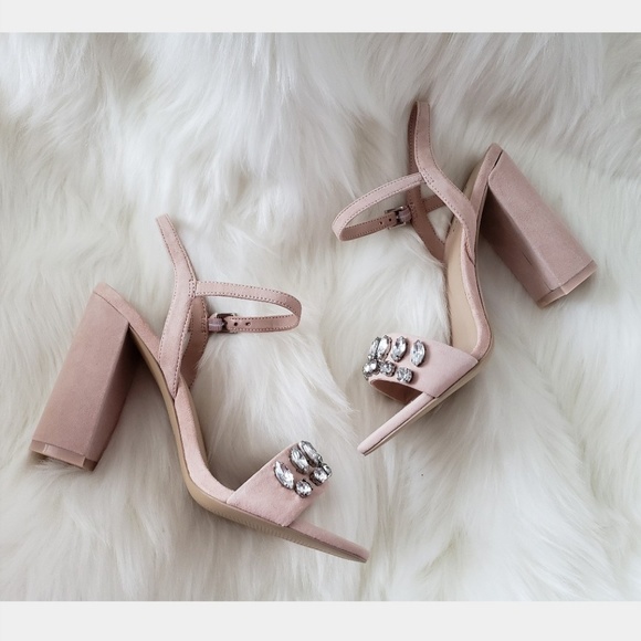 light pink block heel sandals